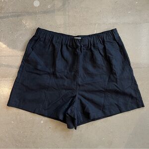 Madewell Linen Blend Pull on High Waist Shorts Black